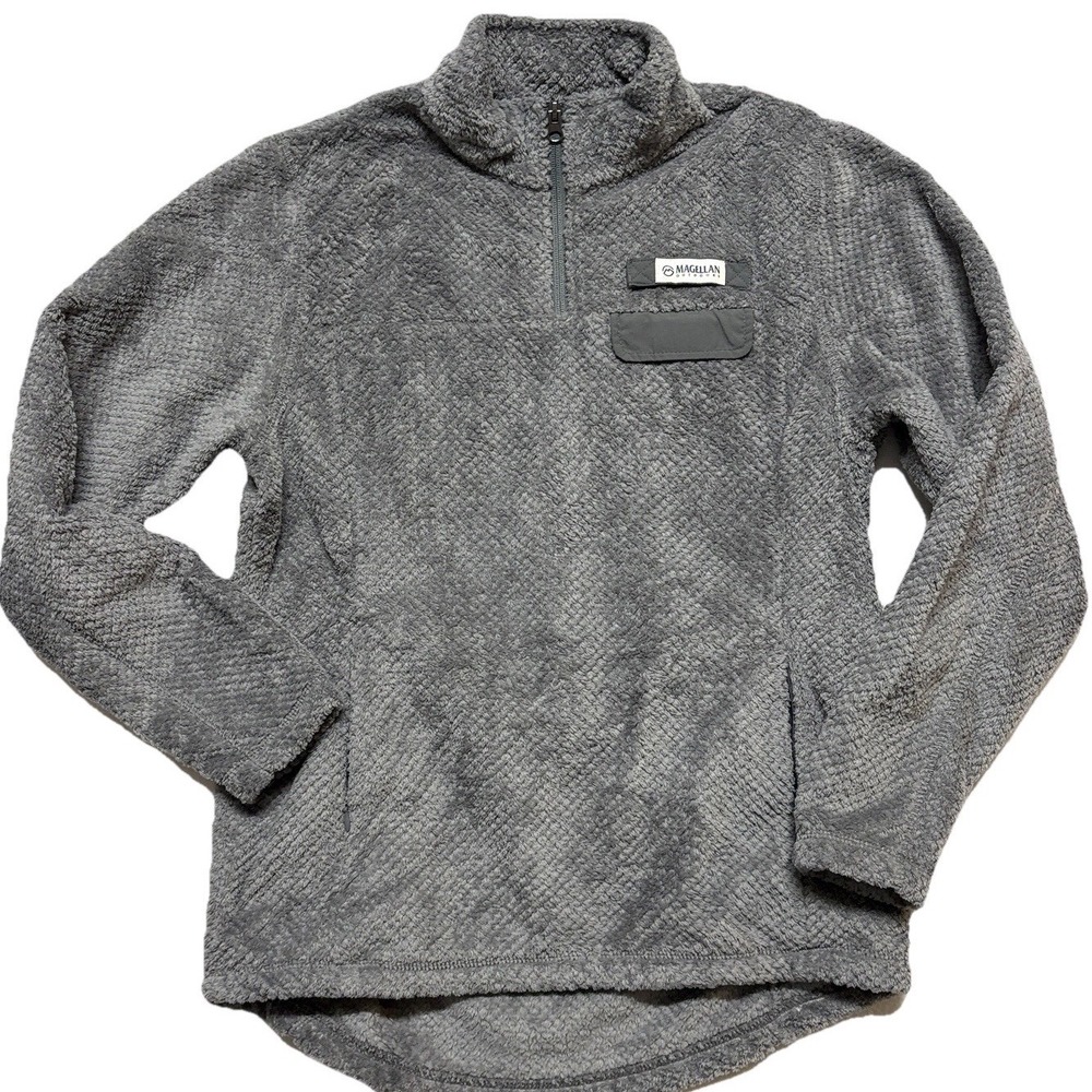 Magellan Outdoors 1/4 Zip Jacket Womens M Gray Fleece Pullover‎ Camp Outdoors